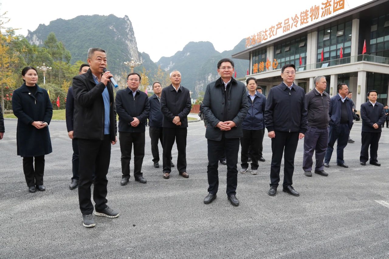 自治区代主席蓝天立一行到河池福达农产品冷链物流园项目调研